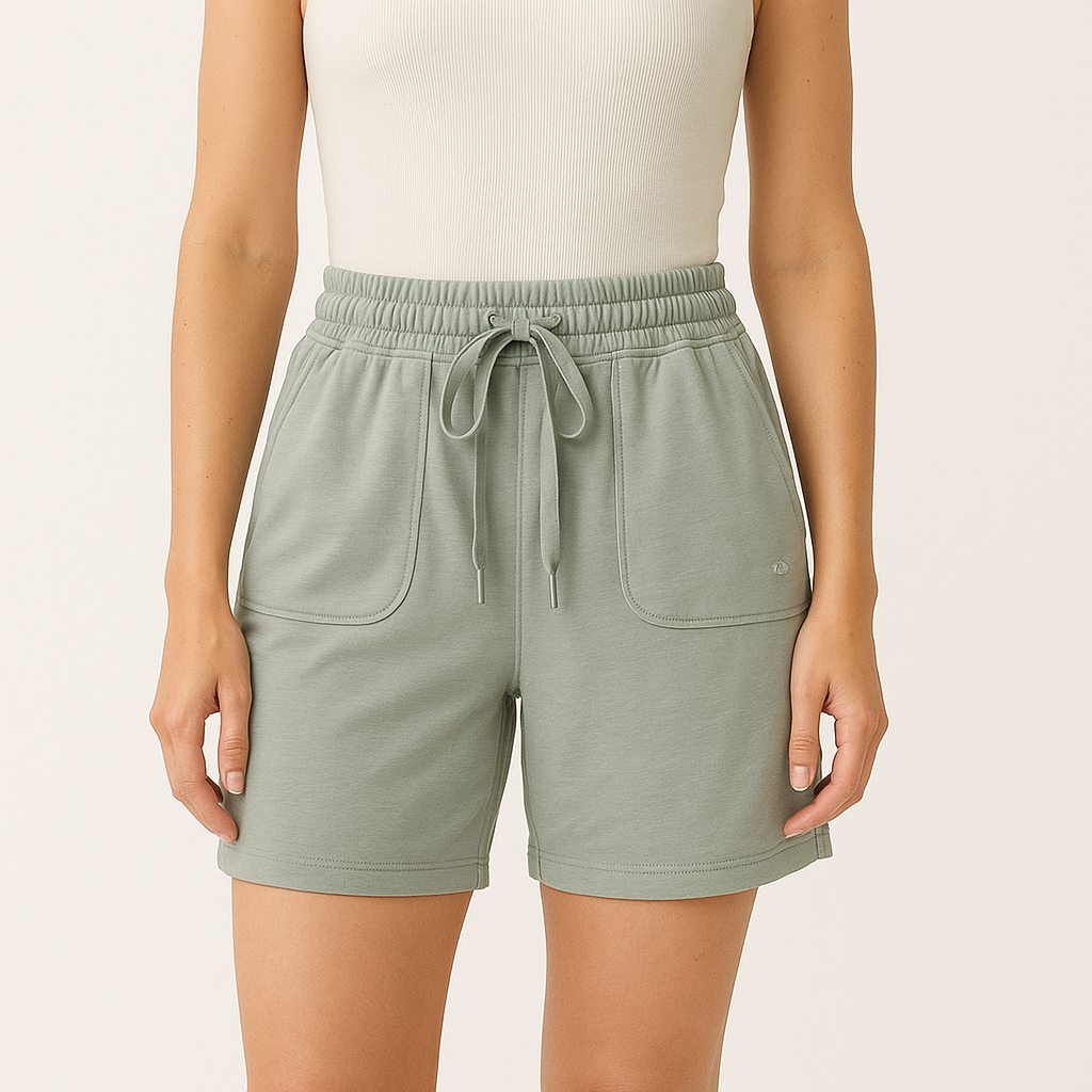 Womens Casual Drawstring Waistbelt Cotton Terry Shorts