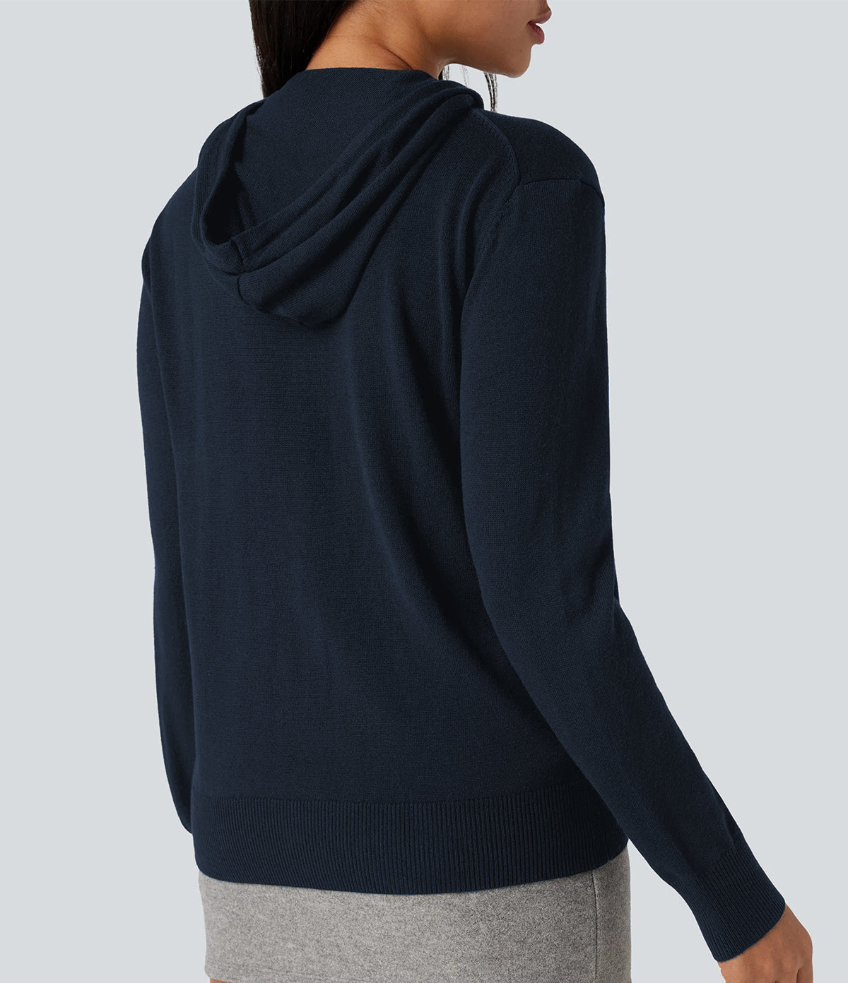Womens Soft Knit Zip-Up Full Sleeve Sweater Hoodie with Pockets