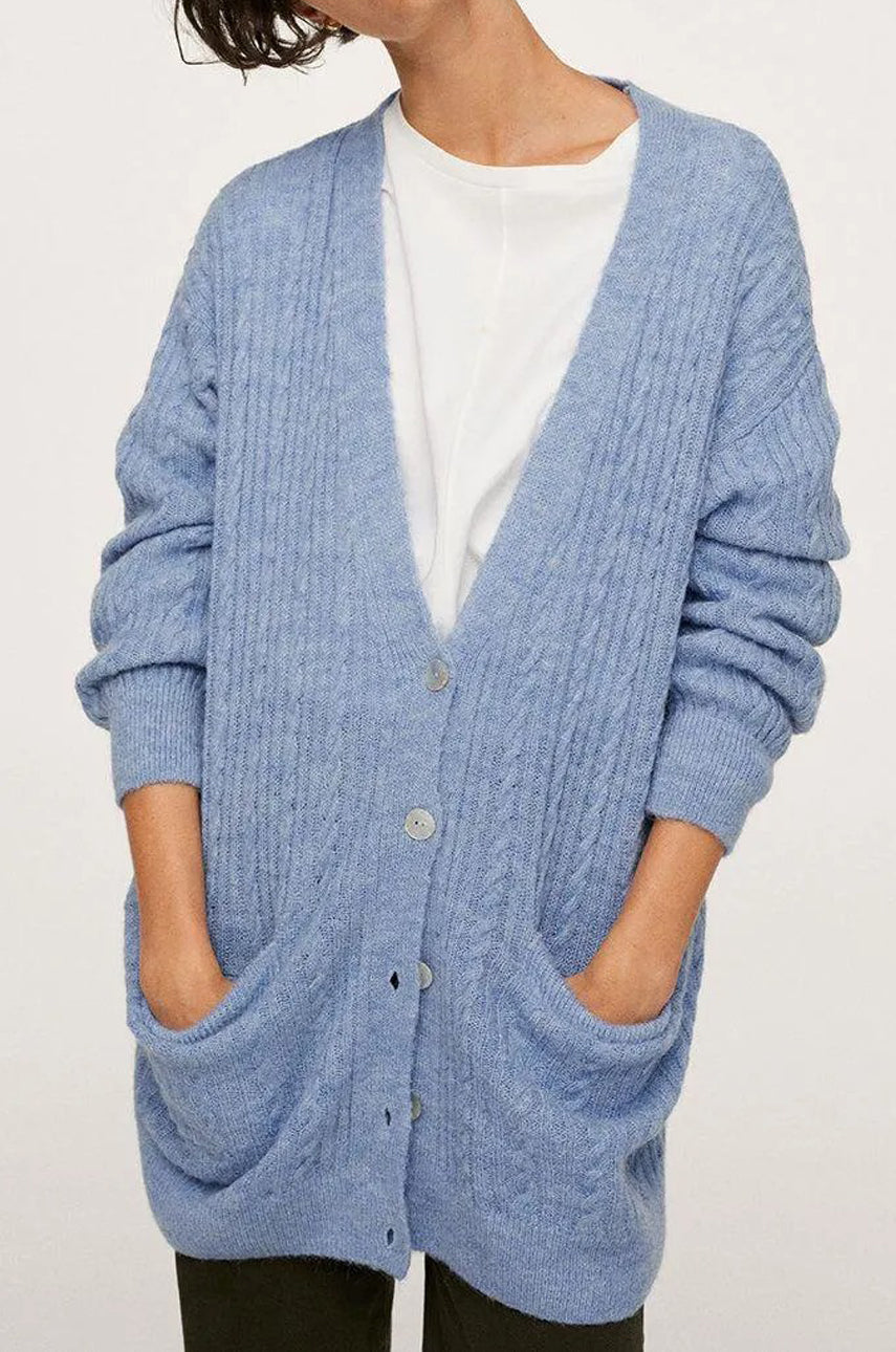 Womens Premium Wool Blend Long Soft Fuzzy Texture Cardigan