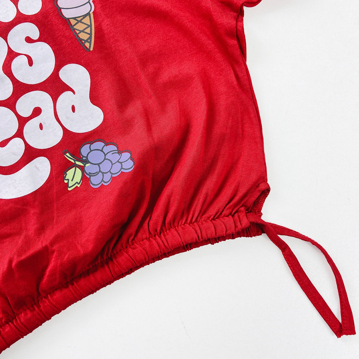 Girls Soft Cotton Printed Ruched Hem Relaxed Fit Casual Top T-Shirt (8-16 Years)