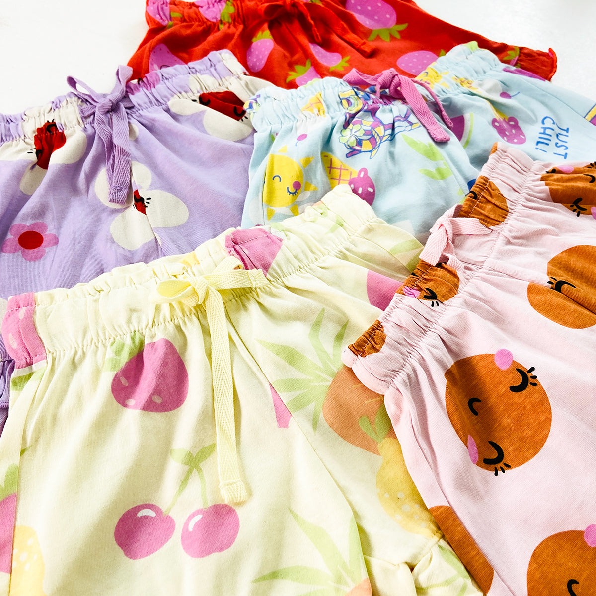 Baby Girls Cute Printed Soft Cotton Summer Frill Shorts