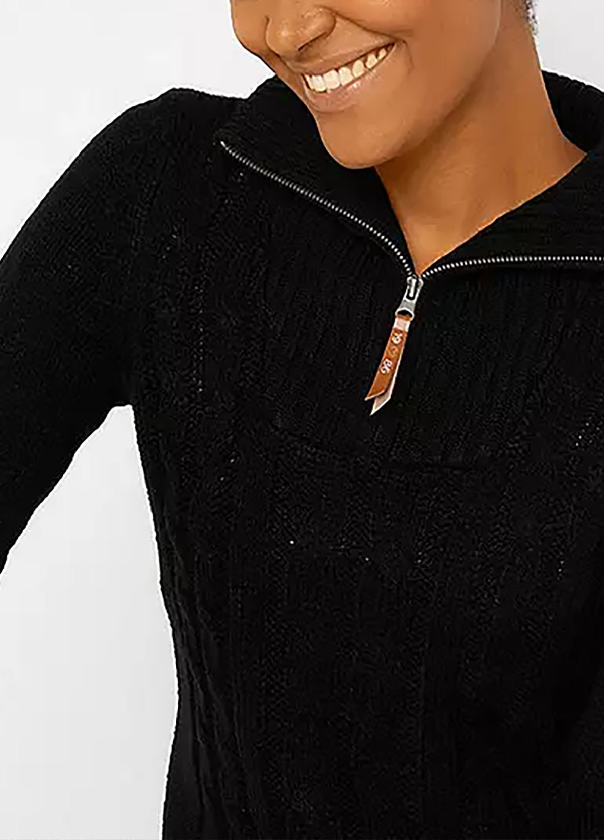 Womens Cable Knit Quarter Zip Pullover Sweater