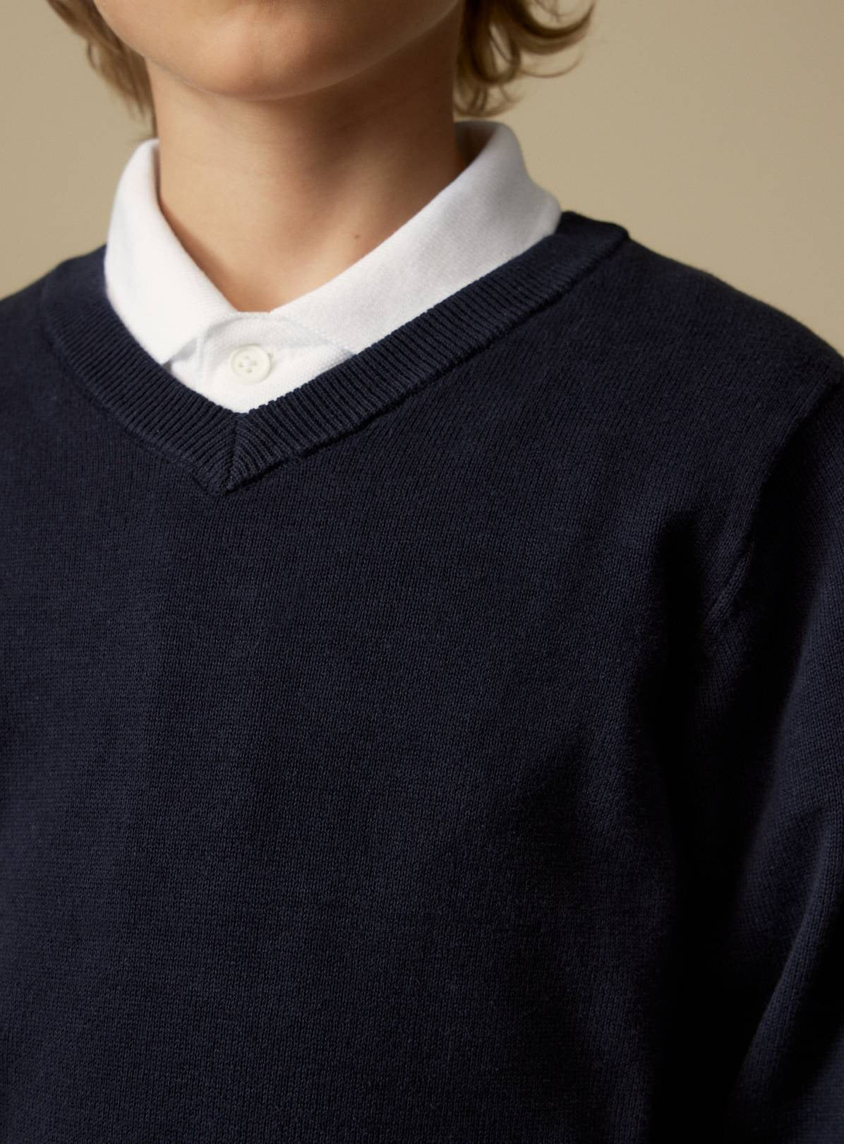 Boys V-Neck Long Sleeve Cotton Sweater