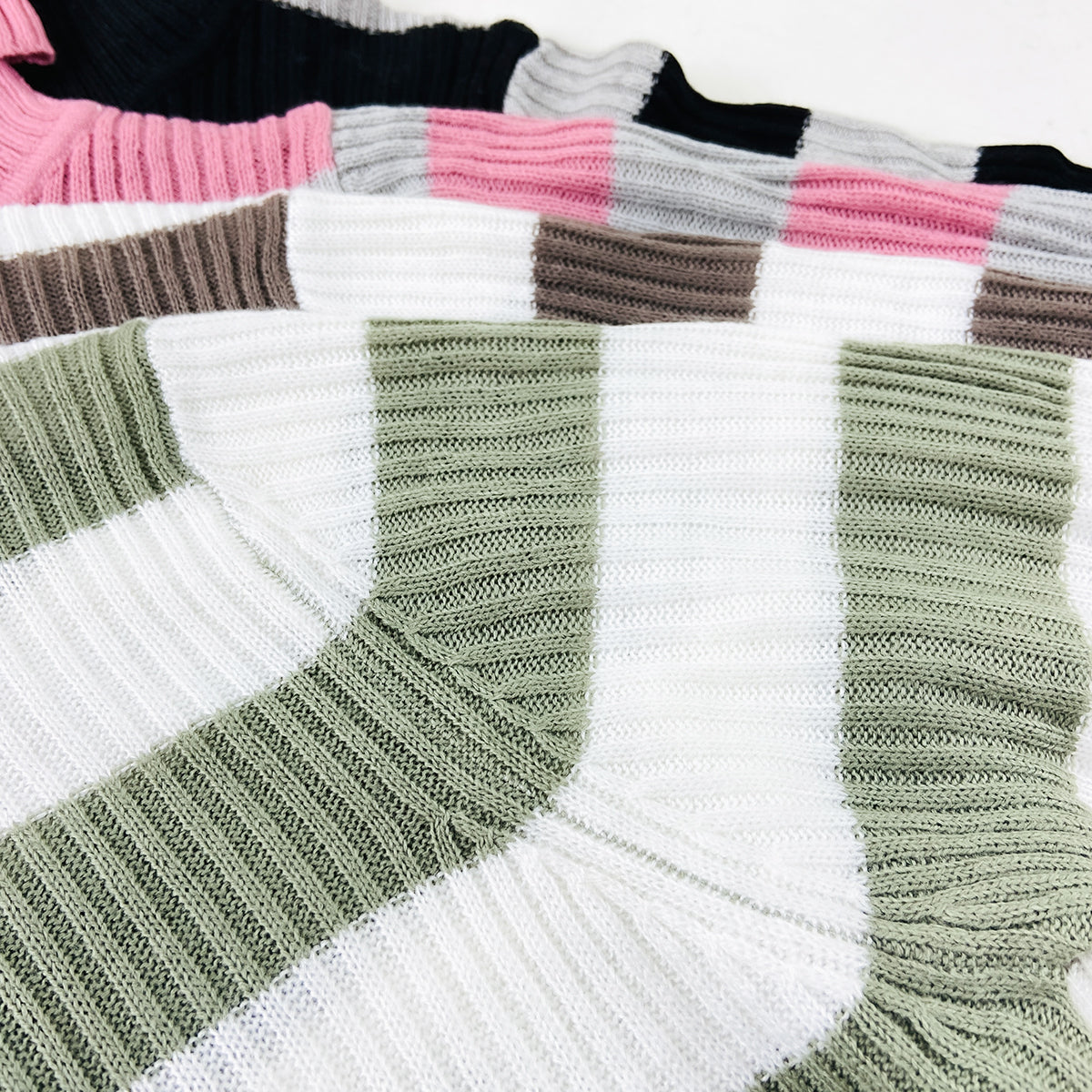 Womens Ribbed Striped Soft Knit Turtleneck Sweater