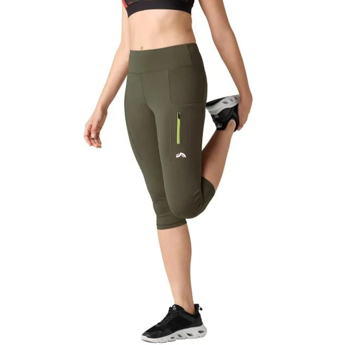 Womens Quick-Dry Capri Length Workout Pant with Pocket