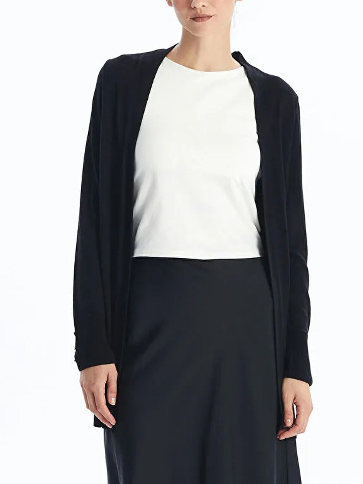 Womens Shawl Collar Tricot Midi Length Cardigan