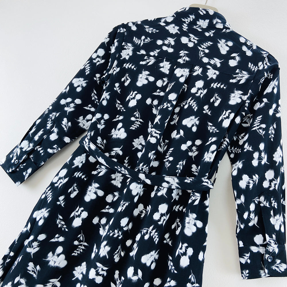 Womens Full Sleeve Floral Midi Length Shirt Dress