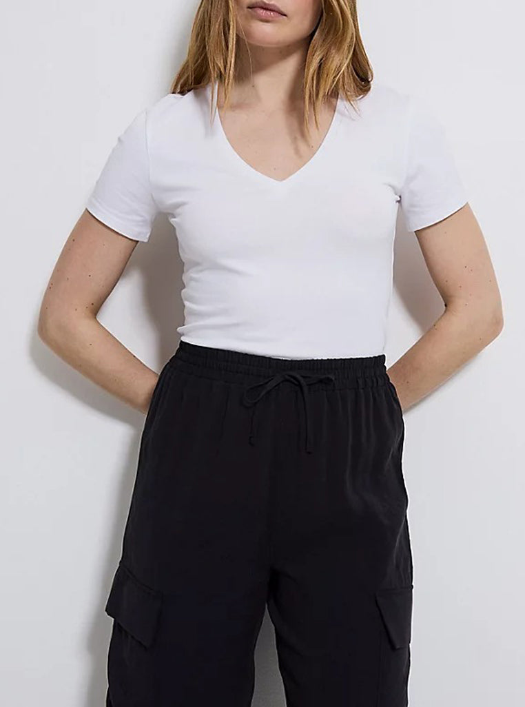 Womens V-Neck Short Sleeve Cotton Jersey T-Shirt