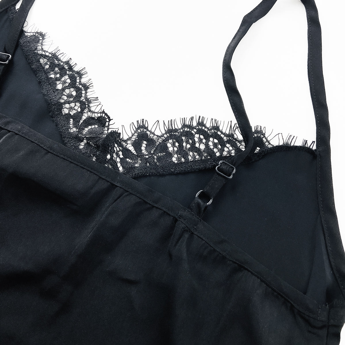 Womens Lace Trim Adjustable Straps V-Neck Camisole Tank Top