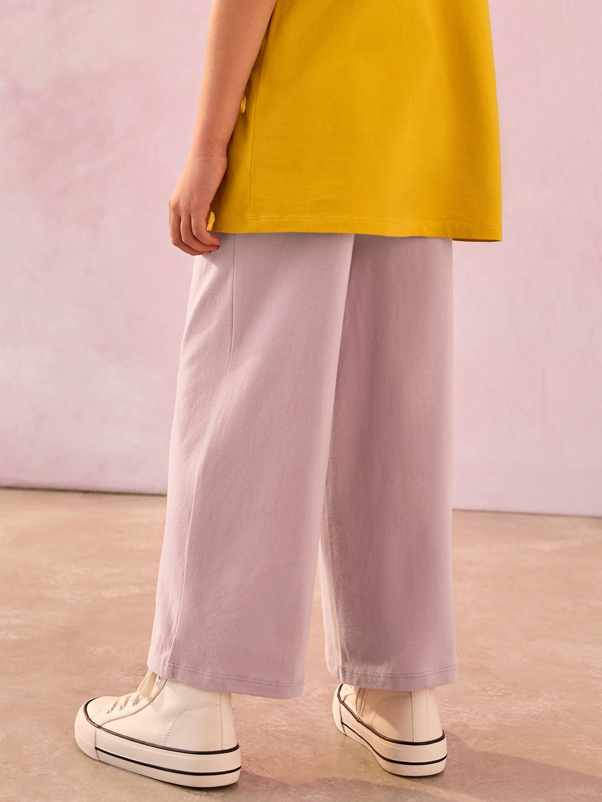 Girls Cotton Wide Leg Trousers with Pockets
