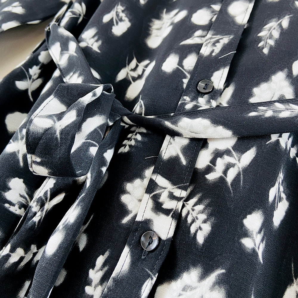 Womens Full Sleeve Floral Midi Length Shirt Dress