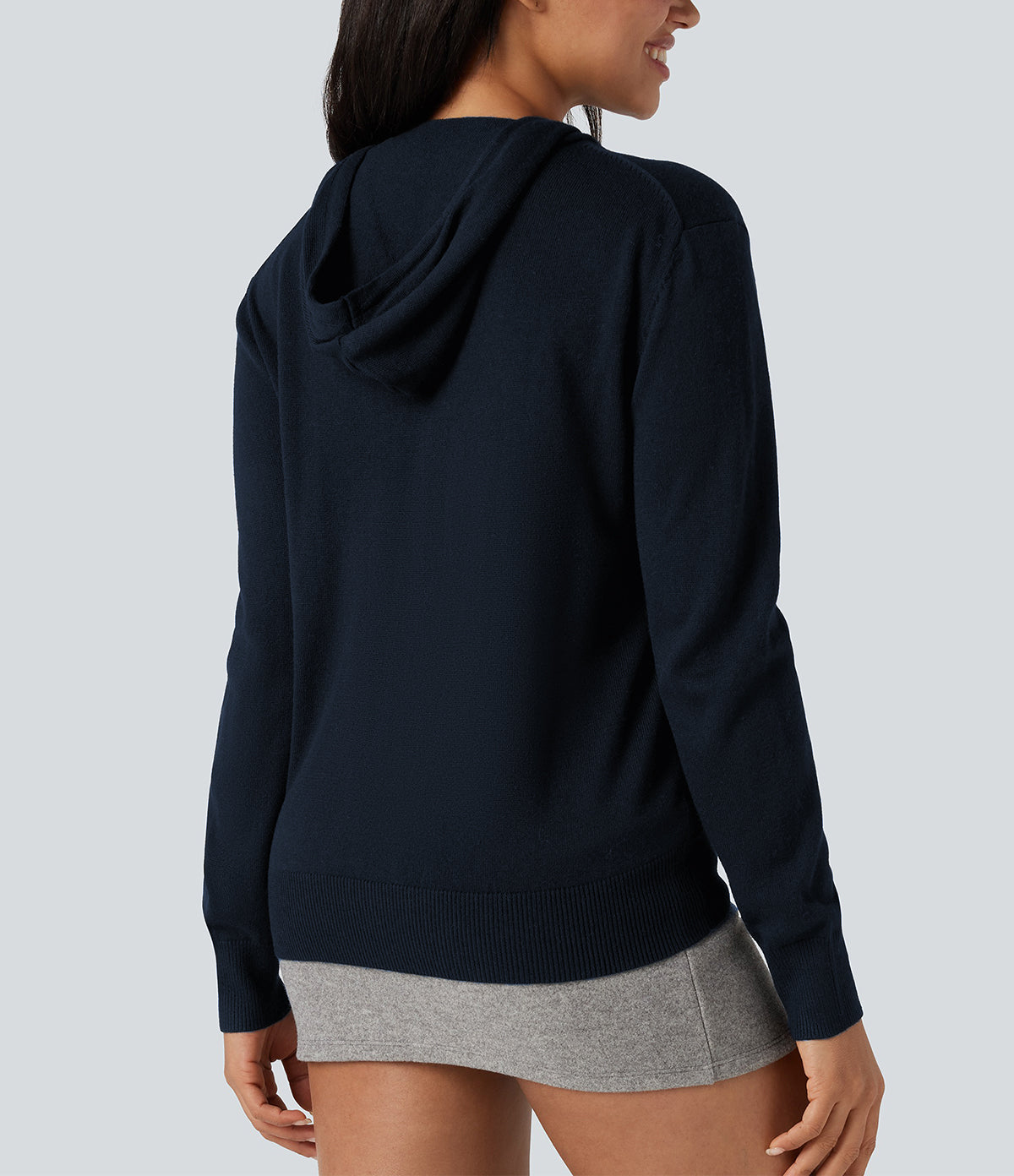 Womens Soft Knit Zip-Up Full Sleeve Sweater Hoodie with Pockets