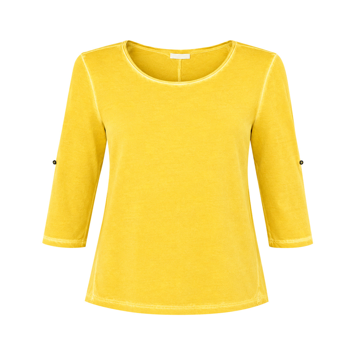 Women's Acid Wash Crewneck 3/4 sleeve T-Shirt