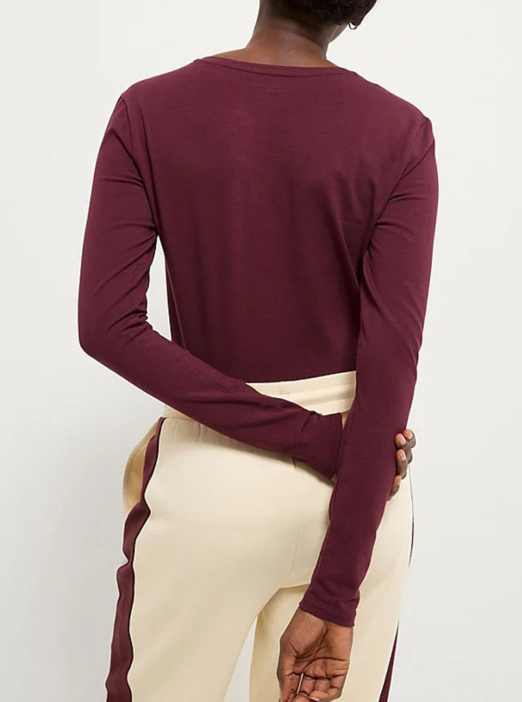 Womens Scoop Neck Long Sleeve Cotton Jersey T-Shirt