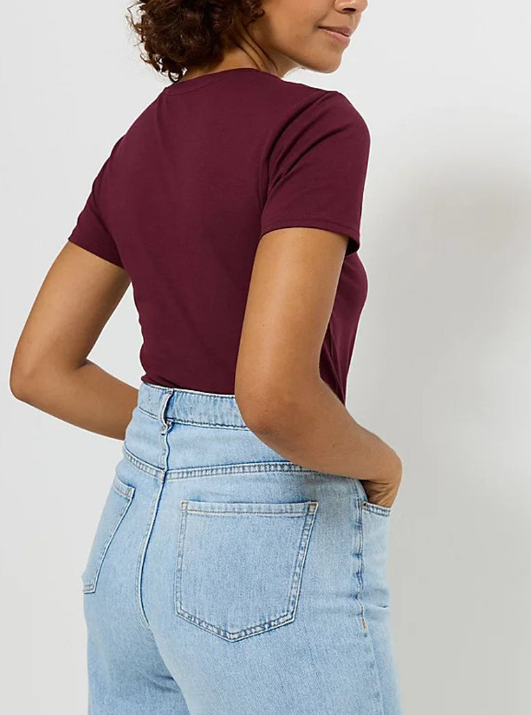 Womens Crew Neck Short Sleeve Soft Cotton Jersey T-Shirt