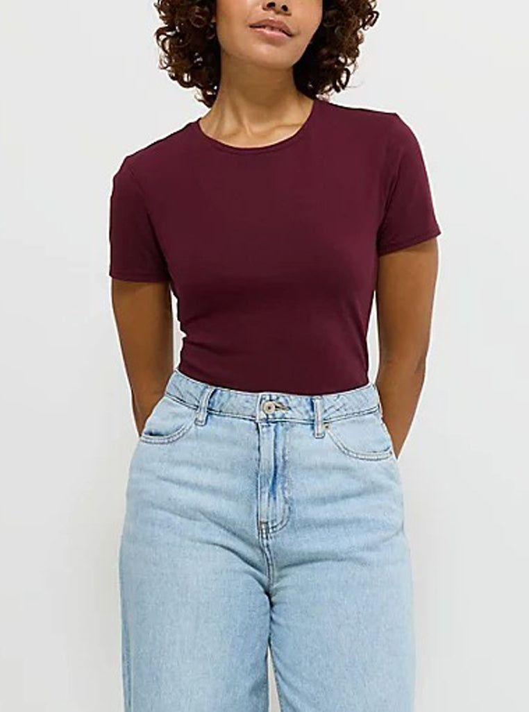 Womens Crew Neck Short Sleeve Soft Cotton Jersey T-Shirt