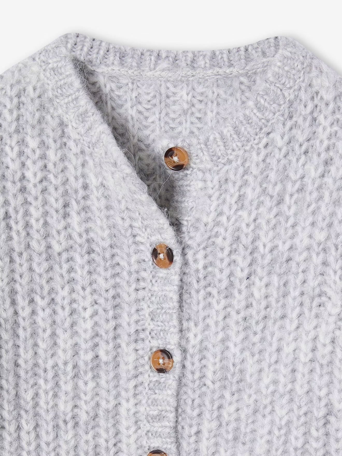 Girls Loose-Fitting Soft Knit Cardigan