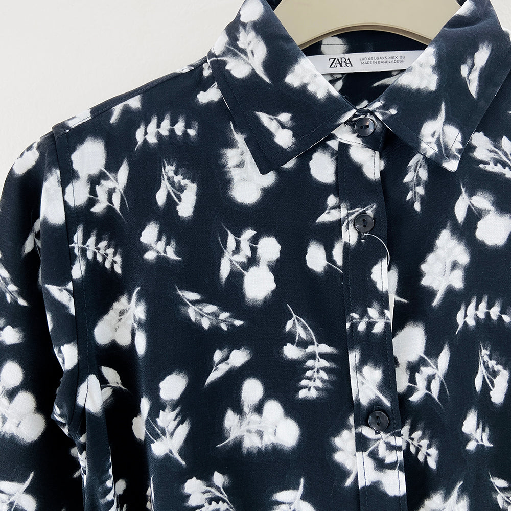 Womens Full Sleeve Floral Midi Length Shirt Dress