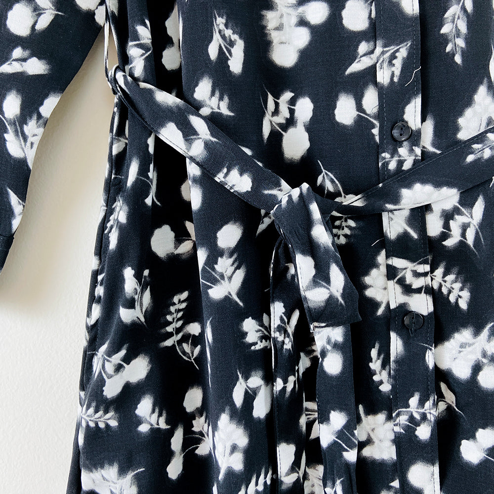 Womens Full Sleeve Floral Midi Length Shirt Dress