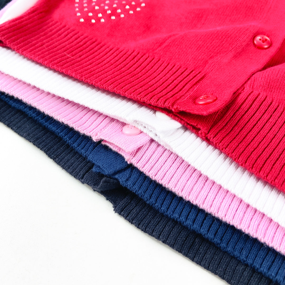 Girls Premium Rhinestone Knit Button Cardigan