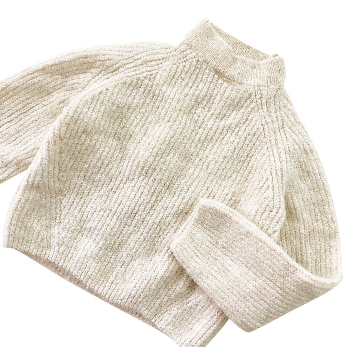 Kids Ribbed Knit Pullover Mock Neck Sweater