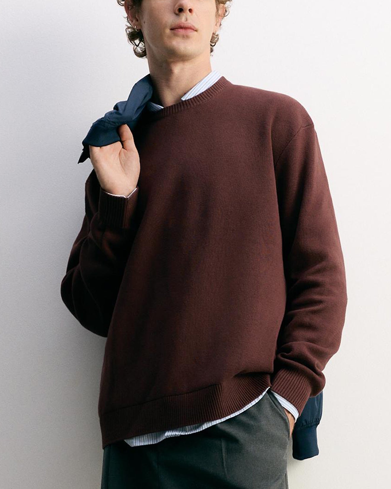 Mens Basic Knit Crew Neck Long Sleeve Pullover Sweater