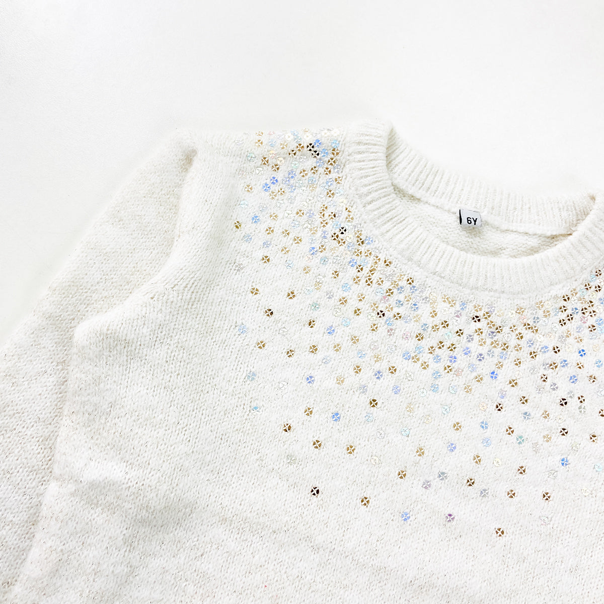 Girls Sparkle Embellished Soft Knit Pullover Sweater