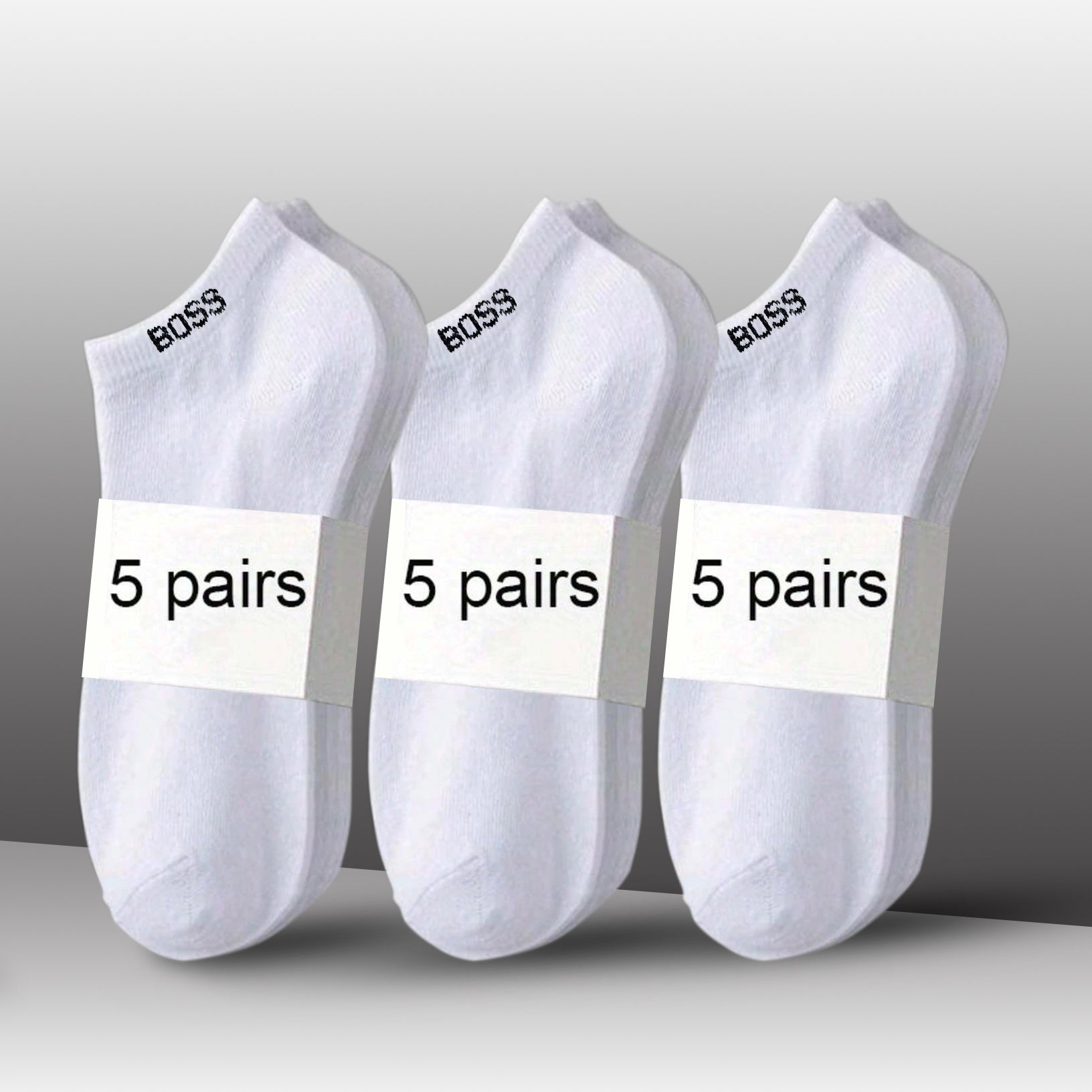 Pack of 5 Pairs Men’s Ankle Cut White Soft Cotton Socks