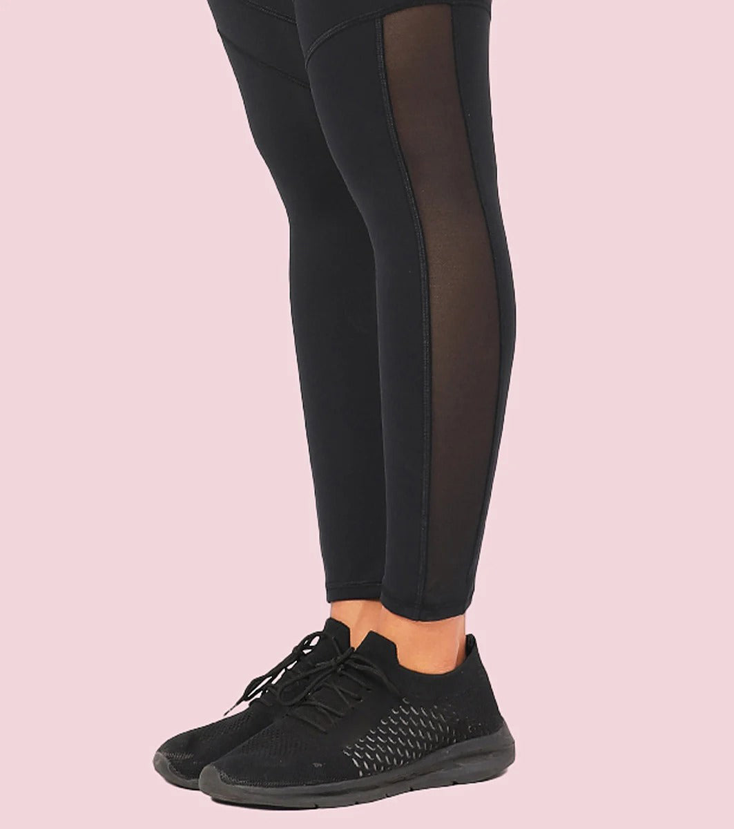 Women’s High Waist Dry Fit Workout Mesh Panels Leggings with Pockets