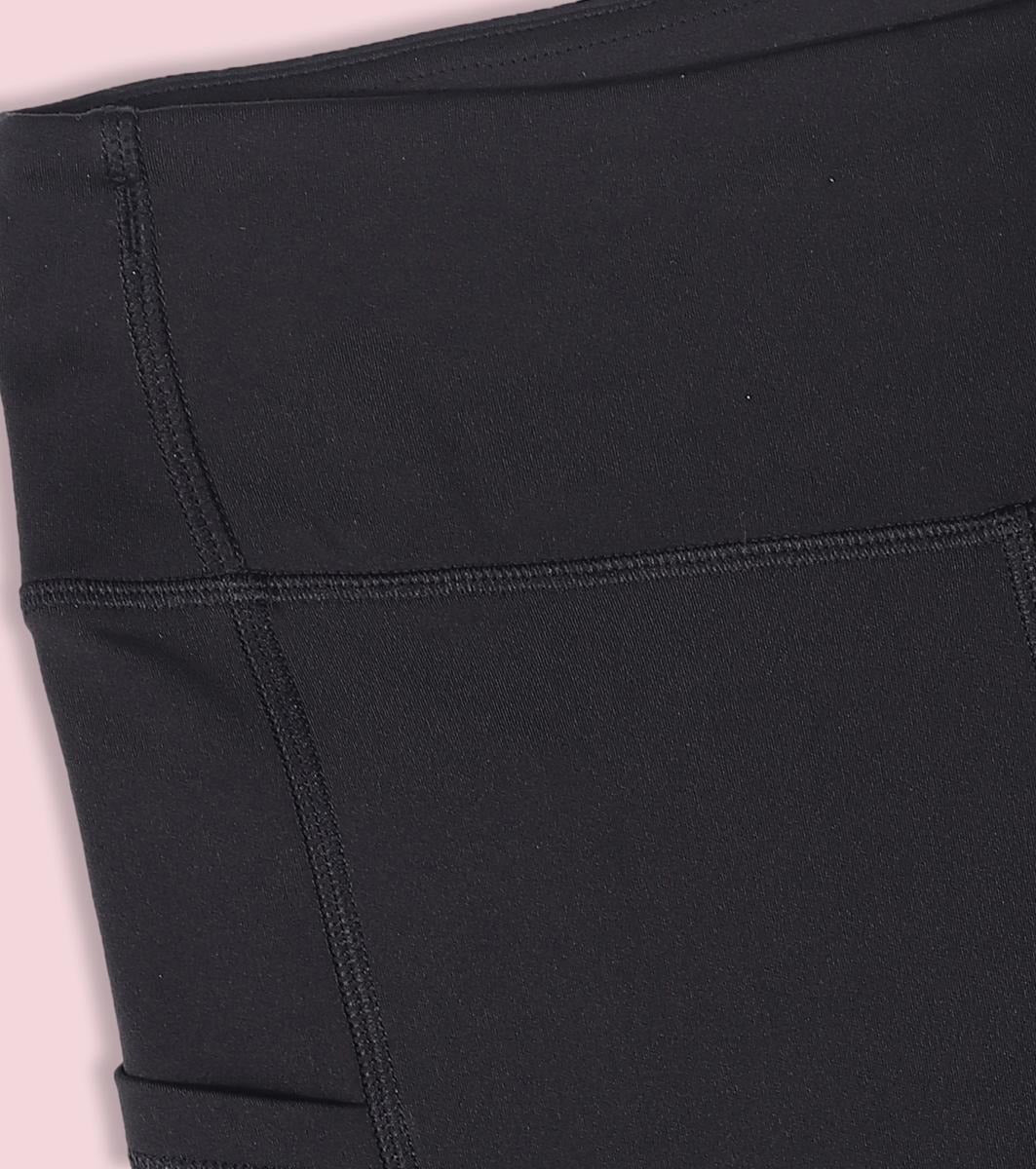 Womens High-Waist Knee-Length Cycling Shorts with Side Pockets