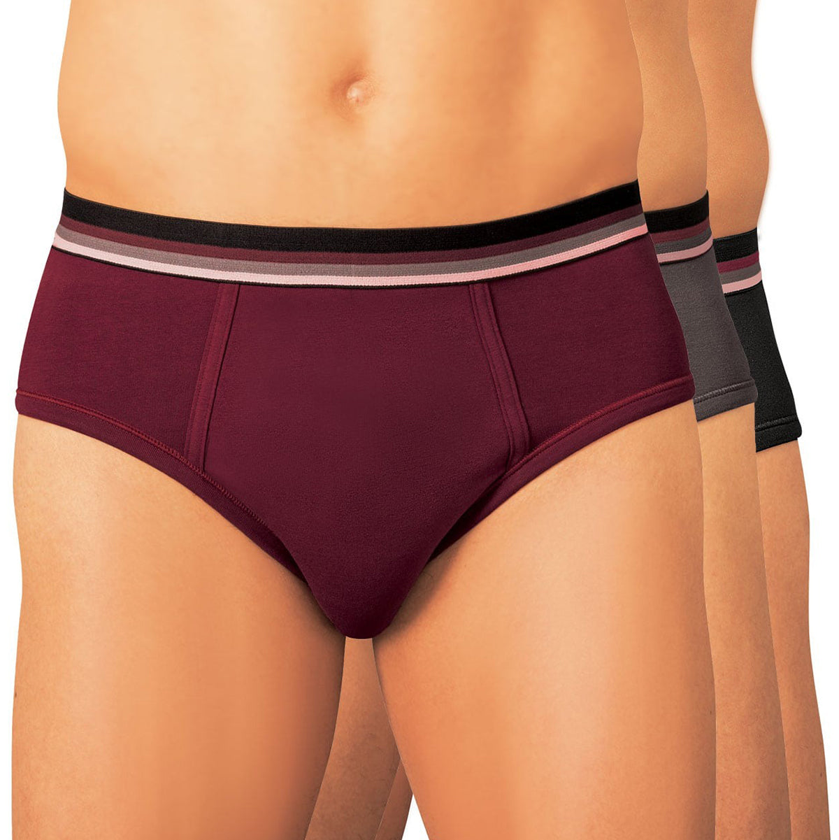 Pack of 3 Mens Classic Cotton Stretch Elastic Waistband Briefs