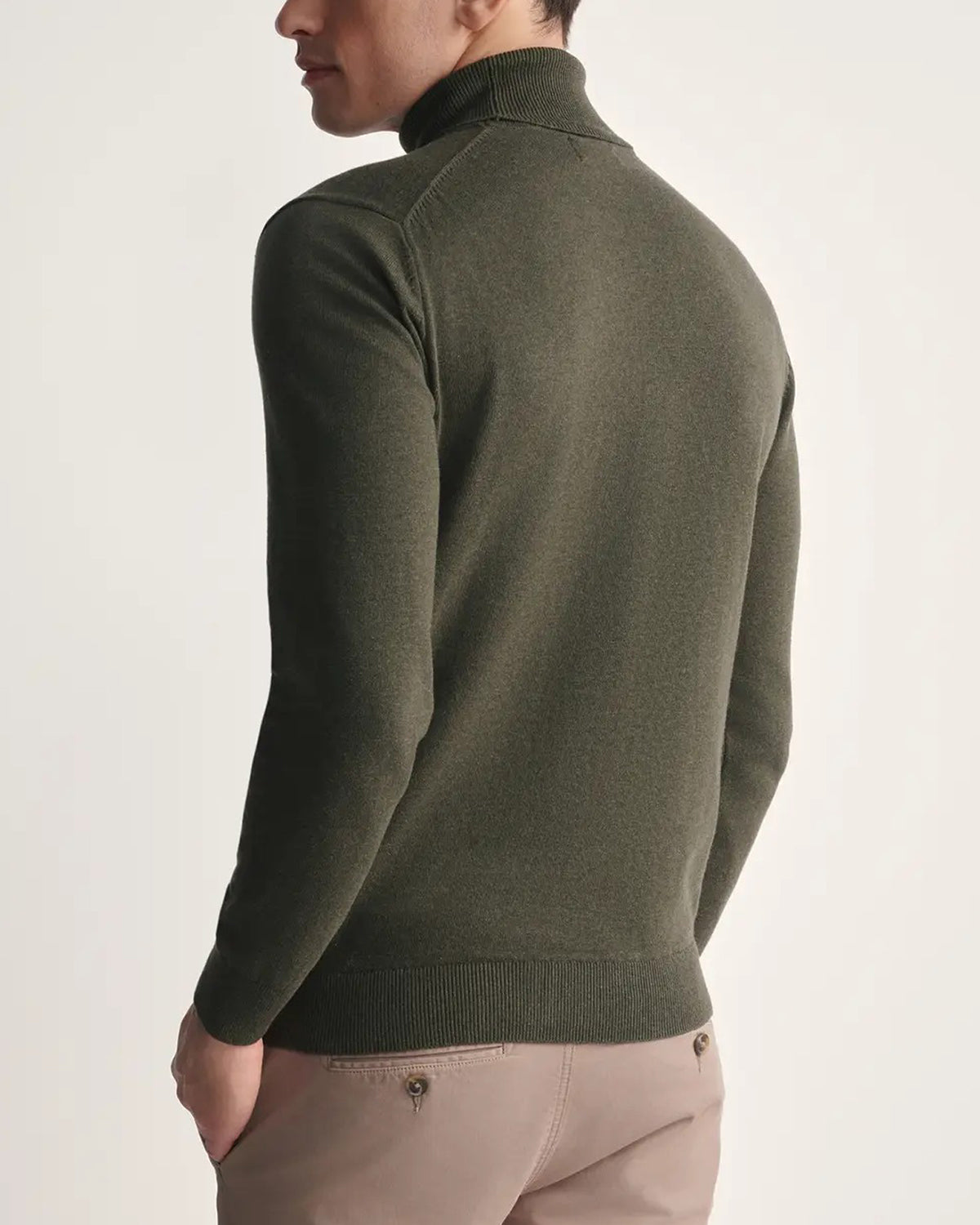 Mens Premium Cotton Turtleneck Long Sleeve Knit Sweater