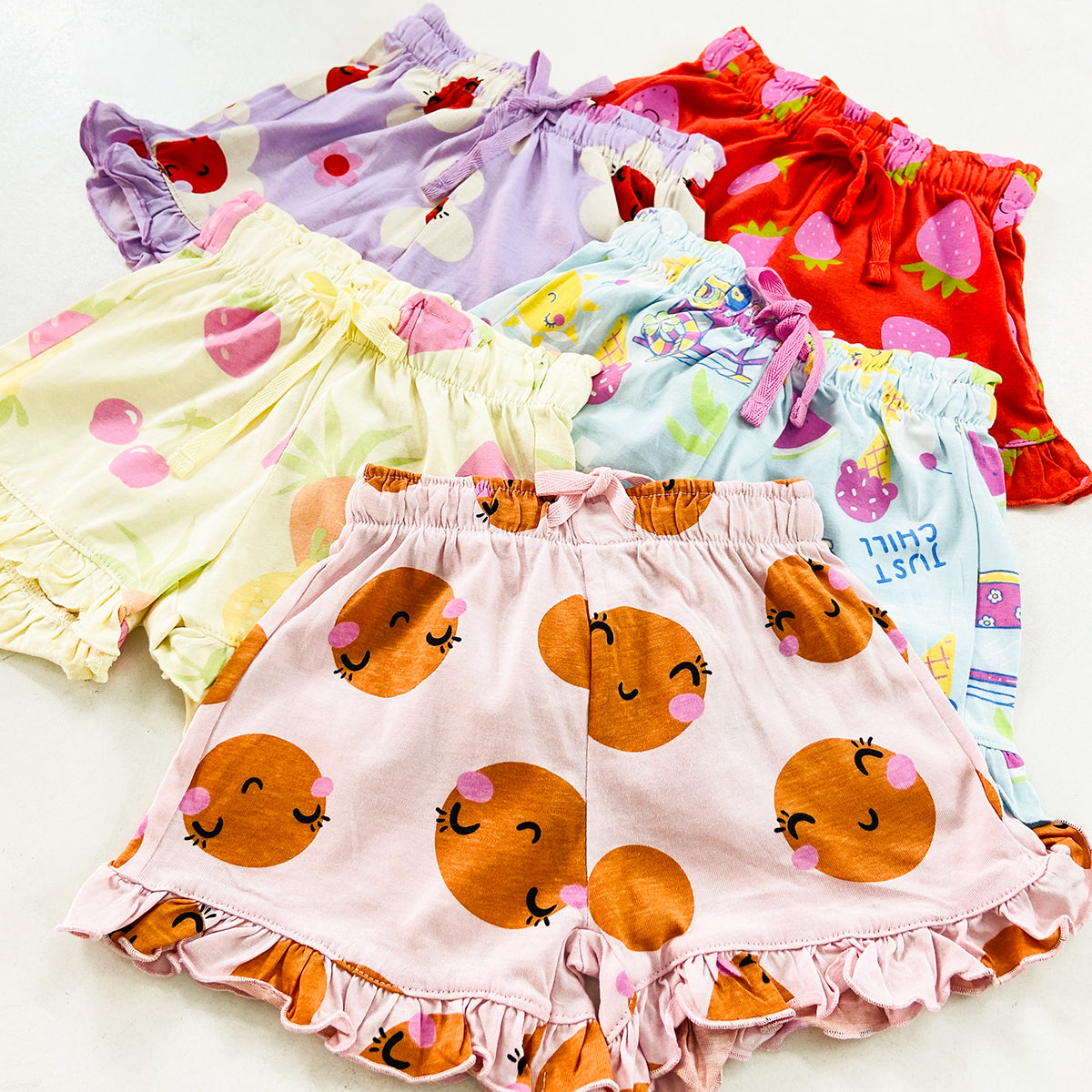 Baby Girls Cute Printed Soft Cotton Summer Frill Shorts