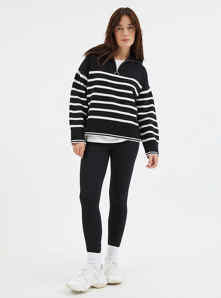 Ladies High Waisted Black Cotton Leggings