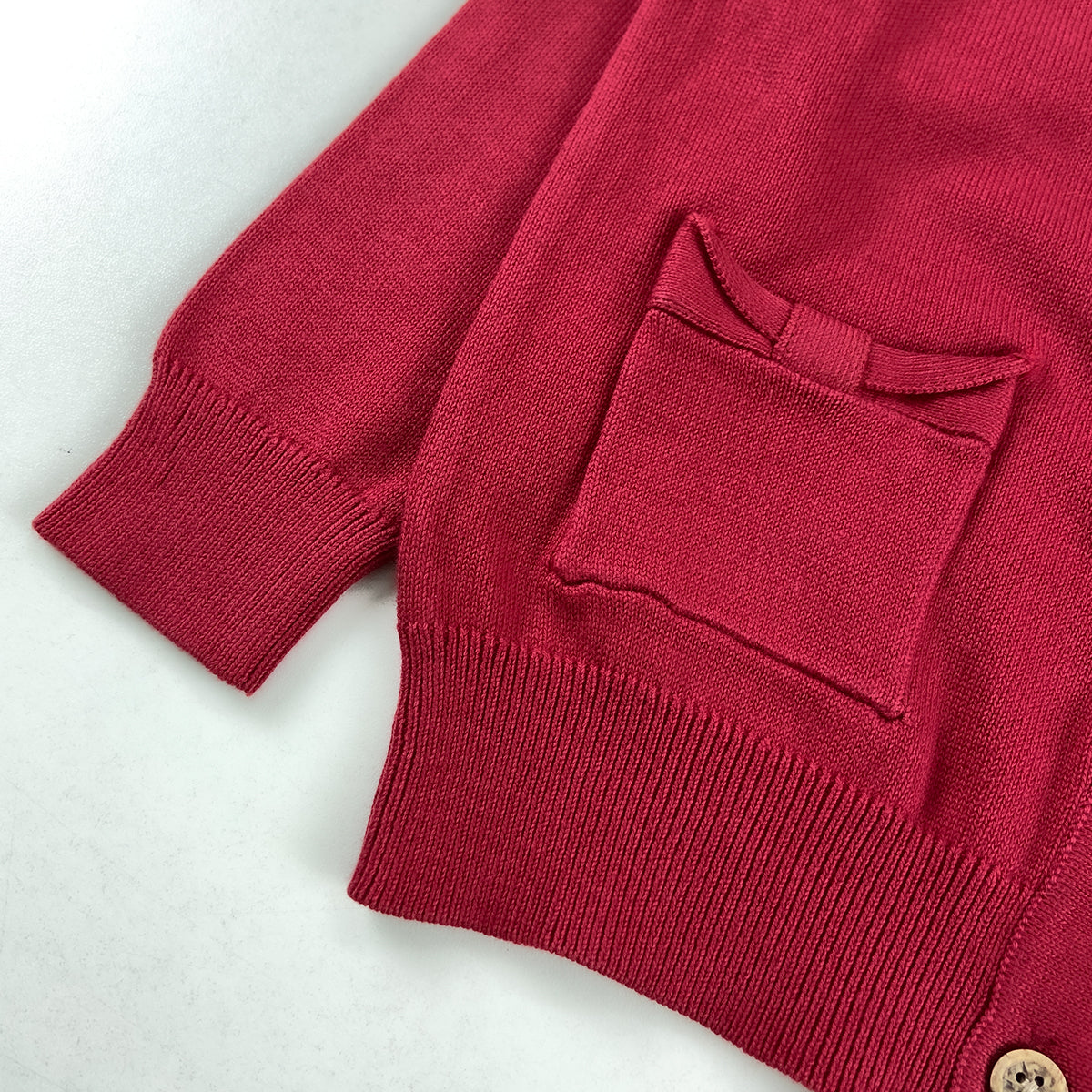 Girls Cotton Knitted Cardigan Sweater With Pocket