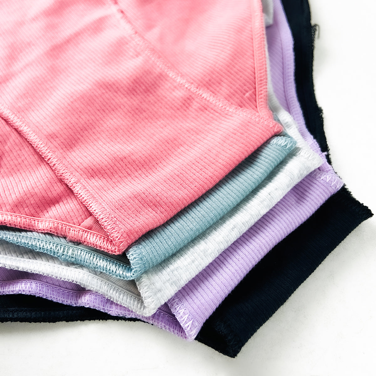 Pack of 5 Womens Ribbed Cotton Lace Waist Half Back Briefs Panty