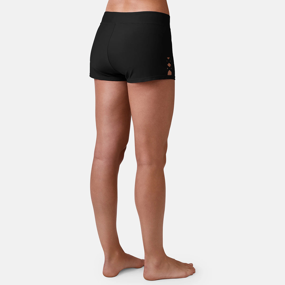 Women's Laser-Cut Quick-Dry Swim Boyshorts with Inner Brief