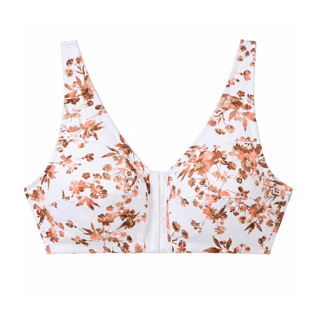 Womens Plus Size Printed Wireless Front Close Adjustable Straps Bra