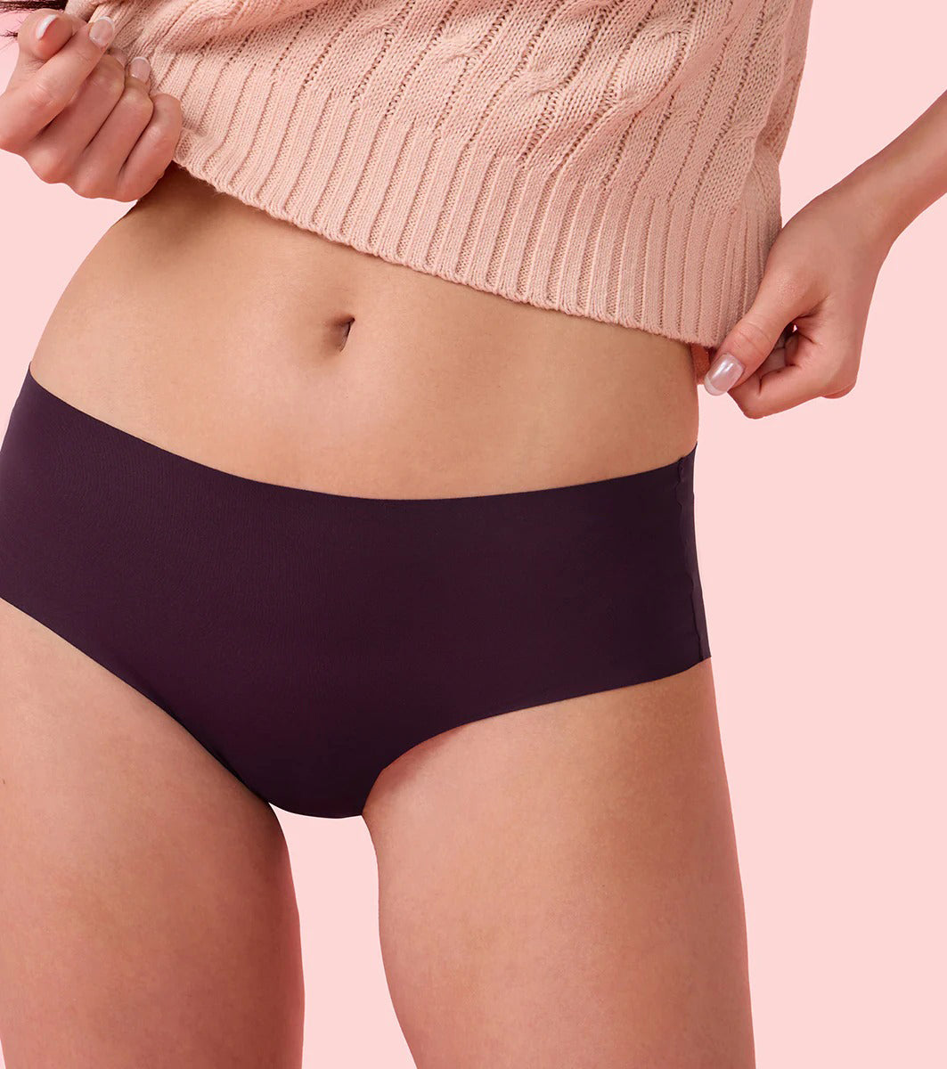 Womens Seamless Mid Rise Invisible Soft Stretch Hipster Panty