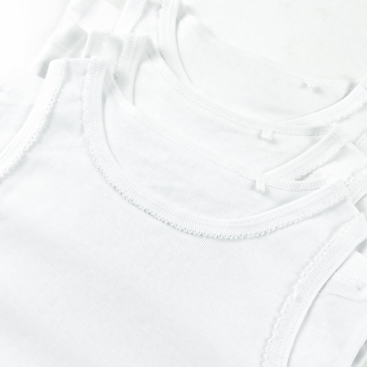 Pack of 3 Toddlers and Teen Girls Soft Cotton White Tank Top