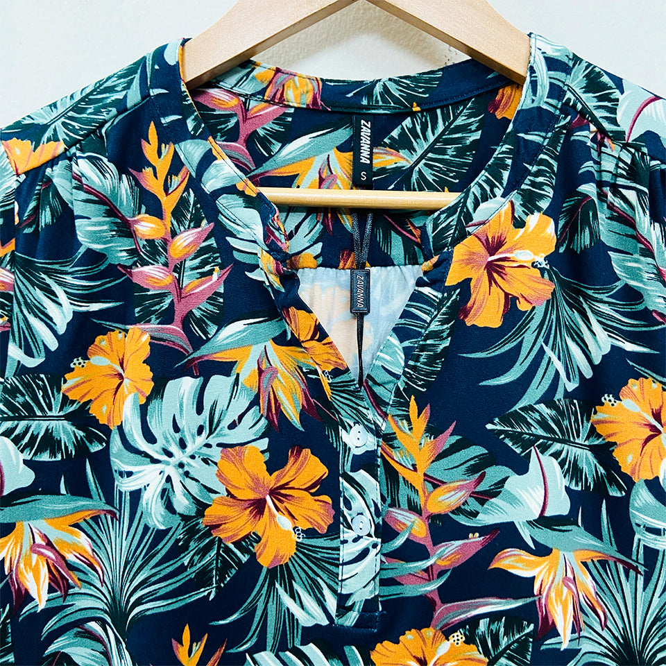 Ladies ¾ Sleeve Soft Floral Casual Top