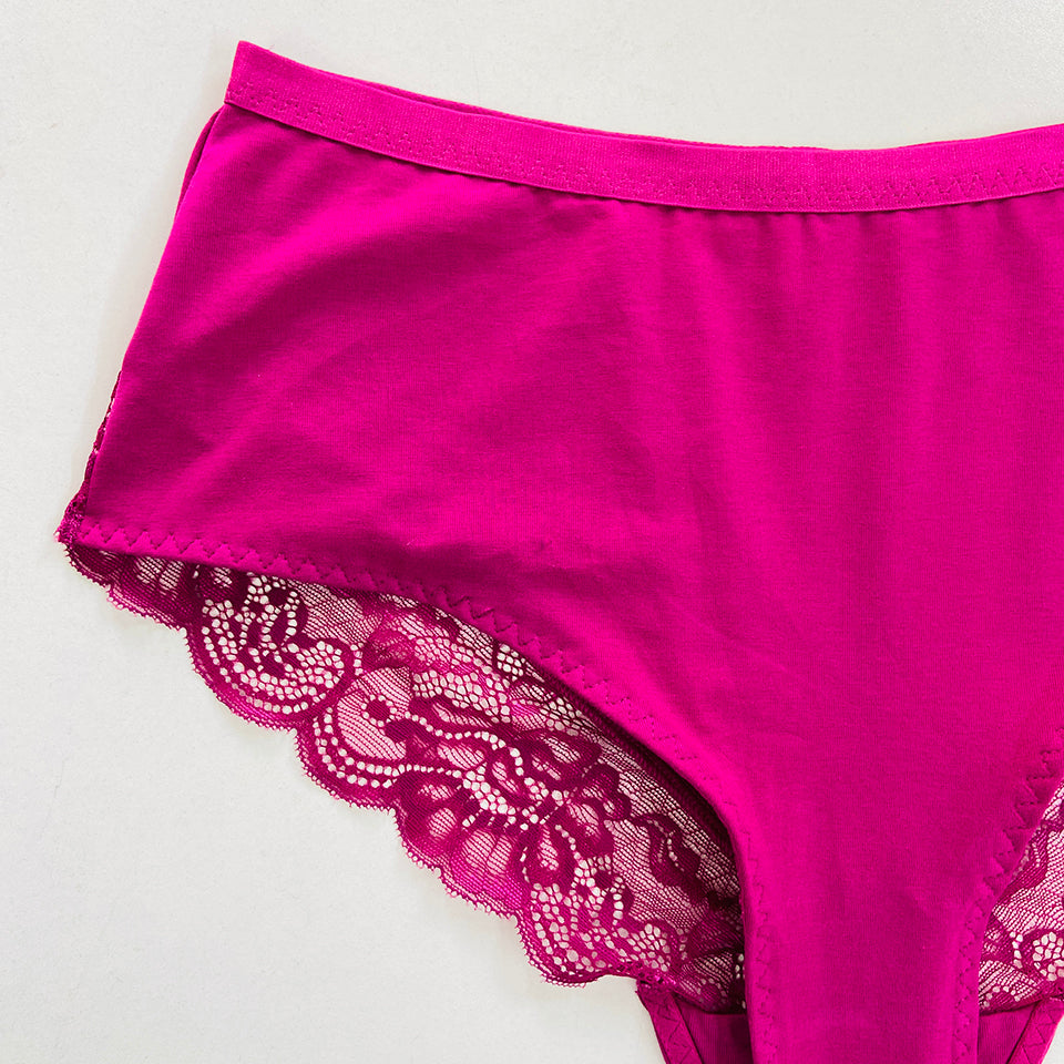 Womens Premium High Waisted Lace Full Back Cover Panty