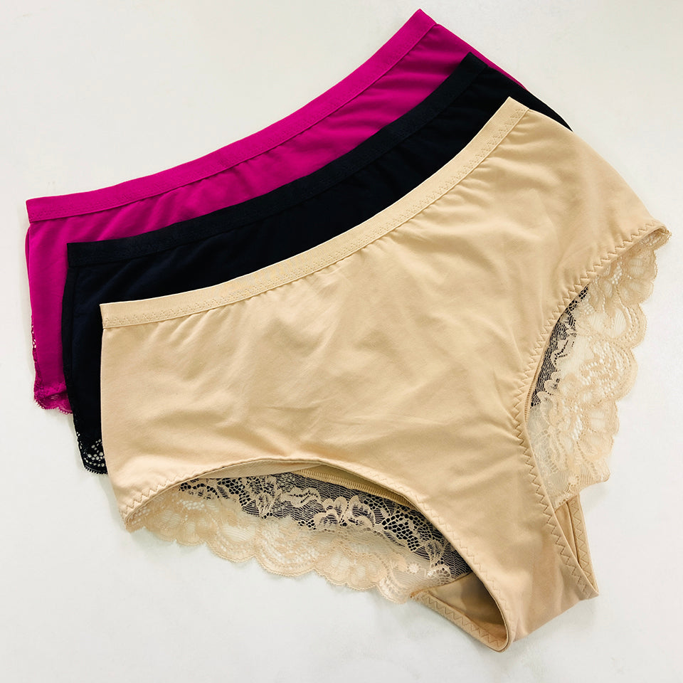 Womens Premium High Waisted Lace Full Back Cover Panty