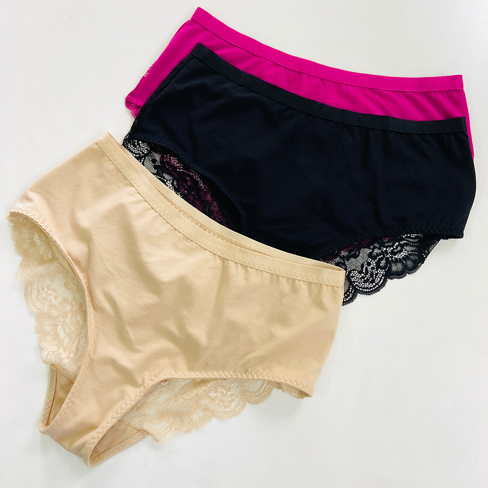 Womens Premium High Waisted Lace Full Back Cover Panty