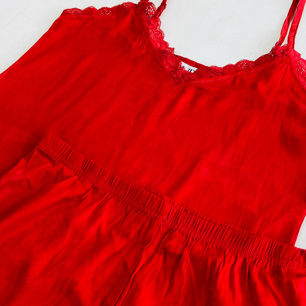 Womens Sleeveless Satin Short Loungewear Pajamas Set