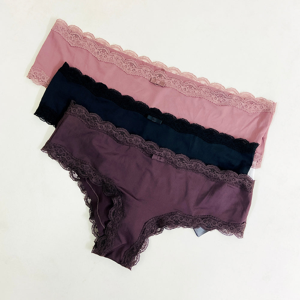 Pack of 5 Ladies Mid Rise Microfiber Hipster Cotton Briefs Panty