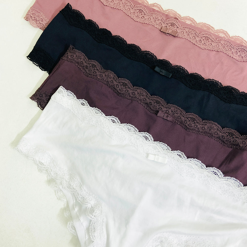 Pack of 5 Ladies Mid Rise Microfiber Hipster Cotton Briefs Panty