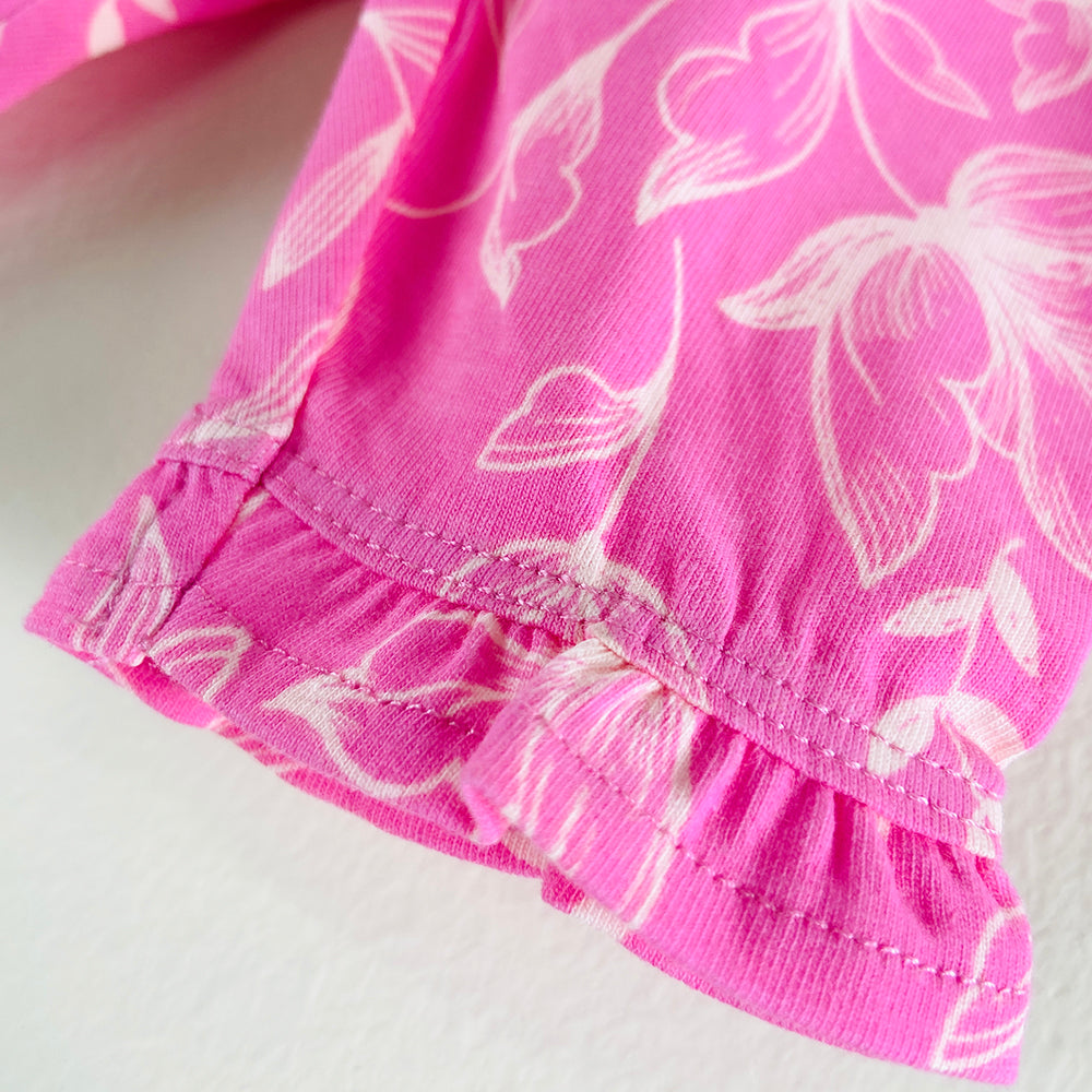 Pack of 2 Toddler Baby Girls 3/4 Cotton Ruffle Leggings