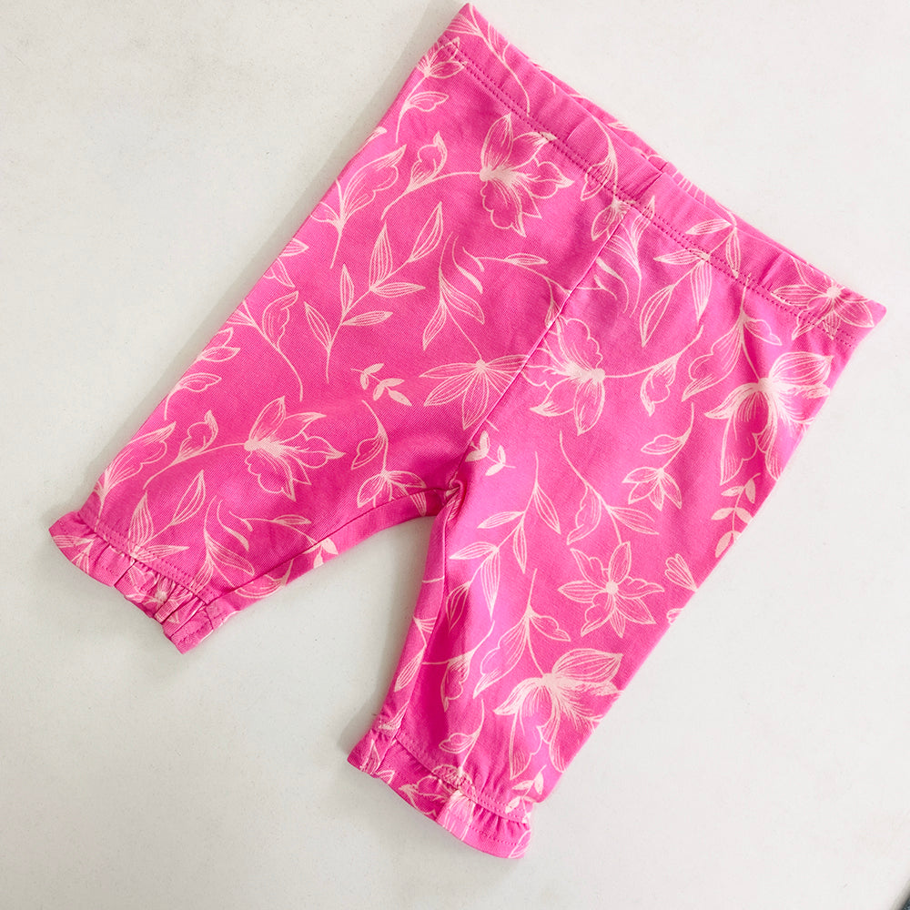 Pack of 2 Toddler Baby Girls 3/4 Cotton Ruffle Leggings