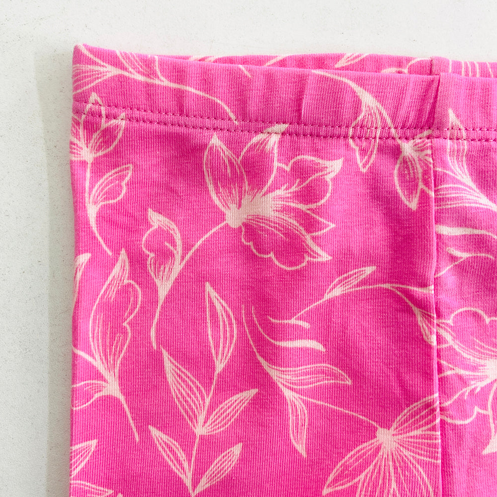 Pack of 2 Toddler Baby Girls 3/4 Cotton Ruffle Leggings